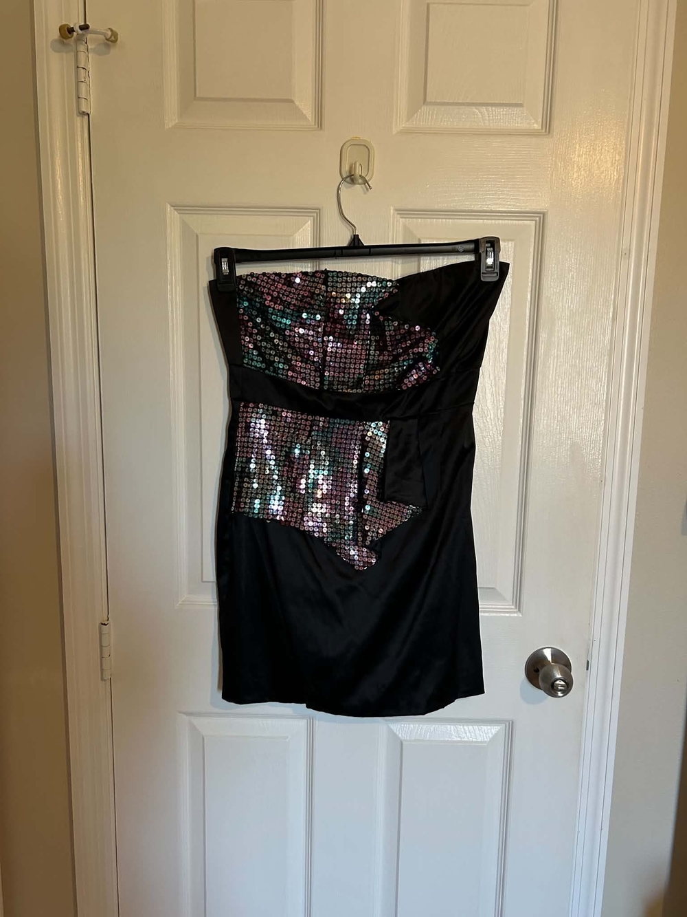 Nikibiki Black Strapless Dress with Iridescent Sequin Panels